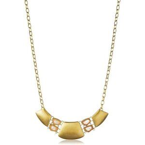 Kenneth Jay Lane Satin Gold-Tone Necklace with Quartz Accents – NEW